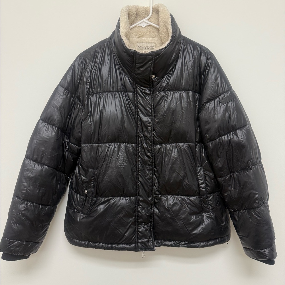 Koolaburra Black Puffer Jacket with Cream Lining